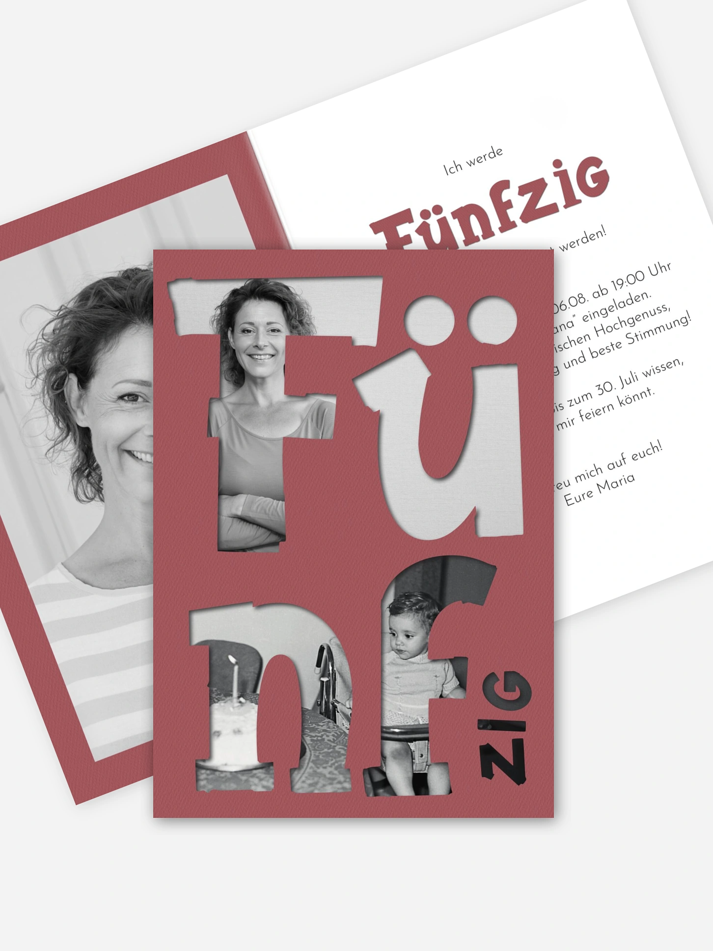 Einladung 50. Geburtstag Cut Out