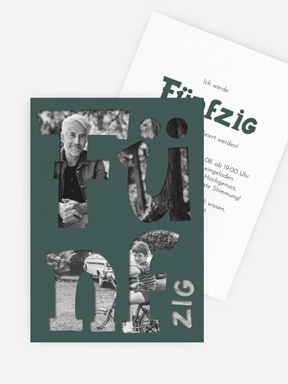 Einladung 50. Geburtstag Cut Out