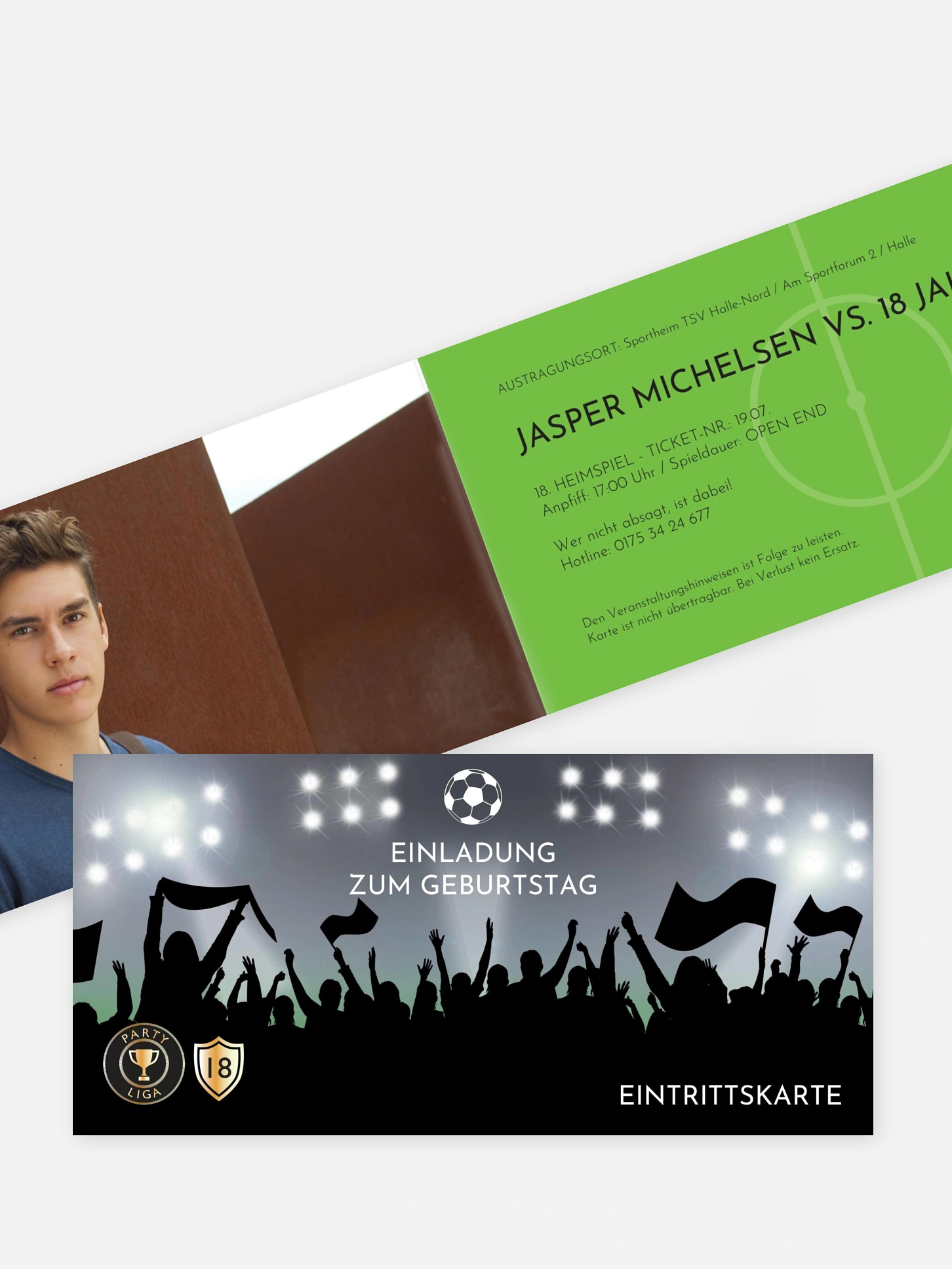 Einladung 18. Geburtstag Fußballticket
