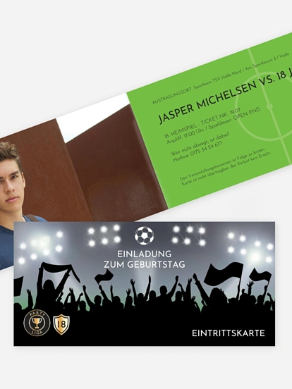 Einladung 18. Geburtstag Fußballticket