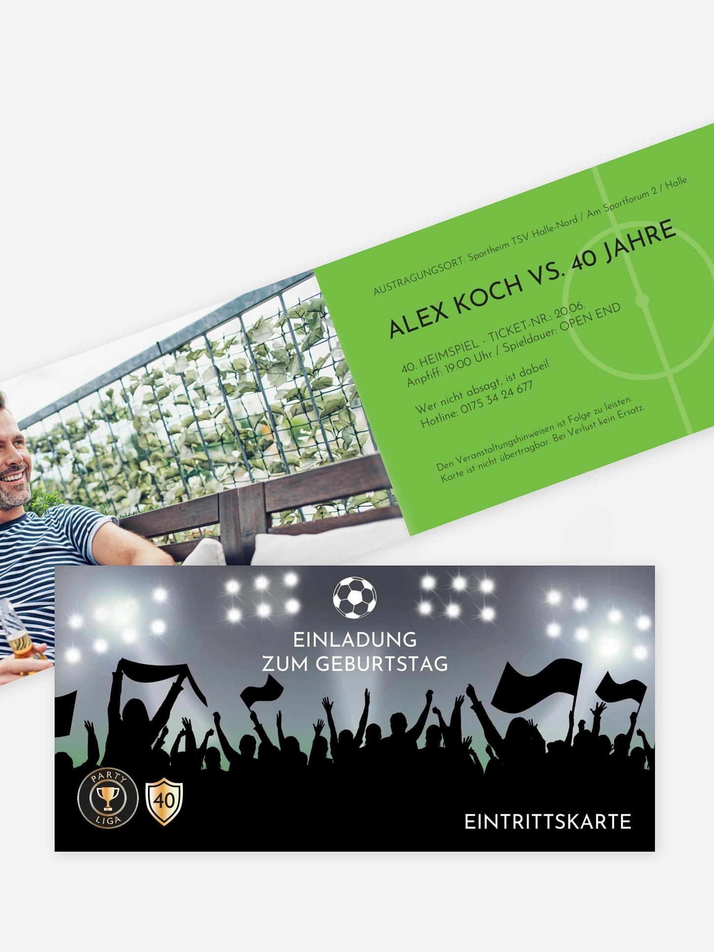 Einladung 40. Geburtstag Fußballticket
