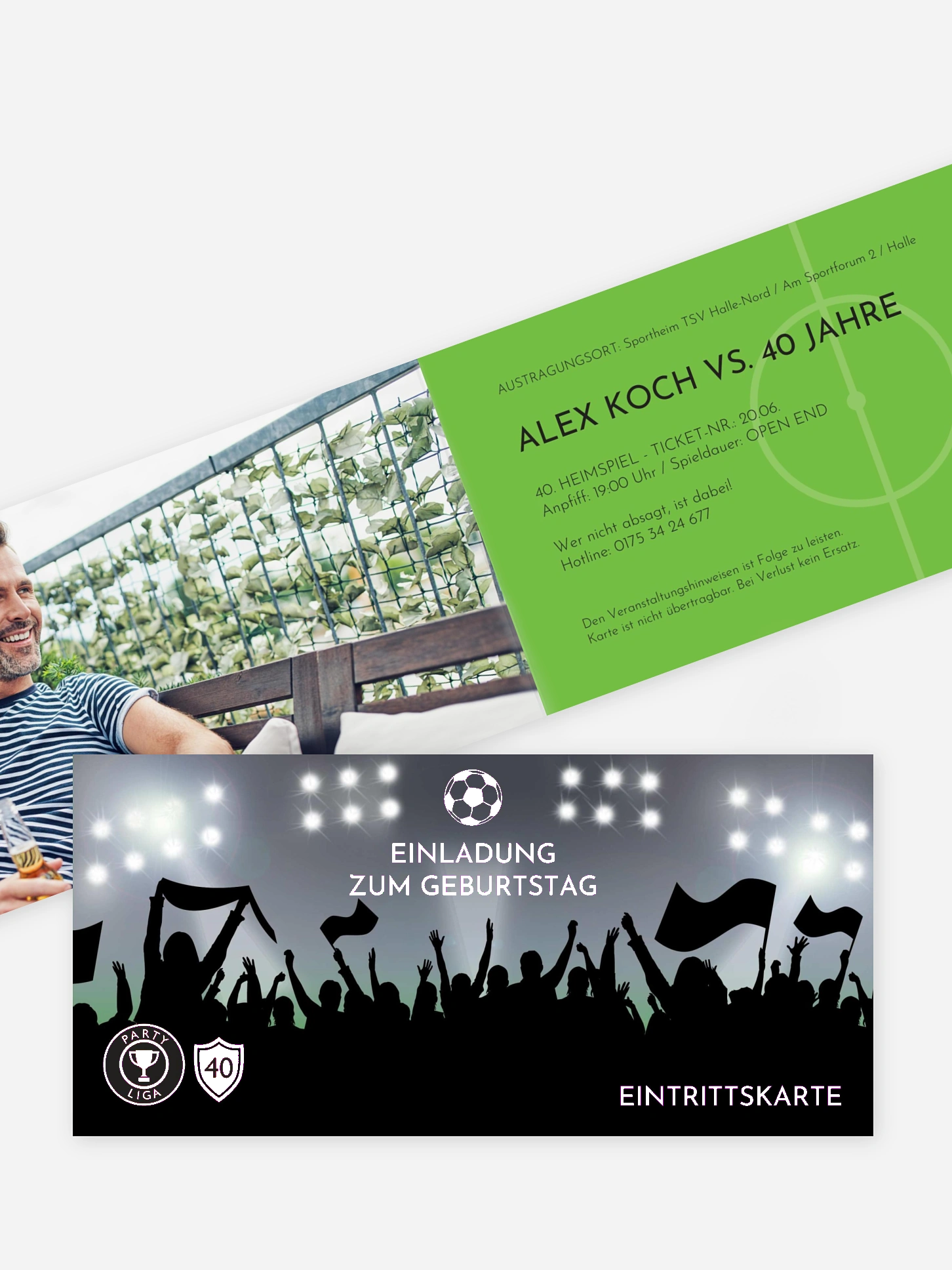Einladung 40. Geburtstag Fußballticket