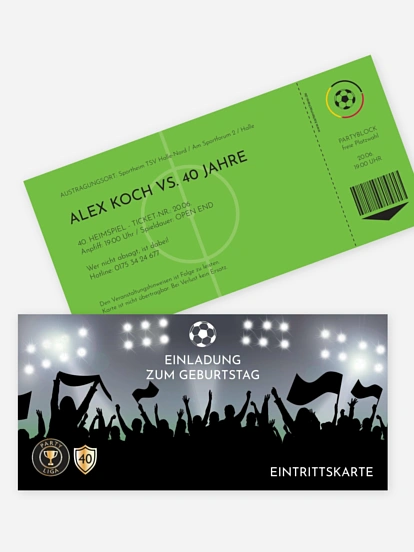 Einladung 40. Geburtstag Fußballticket