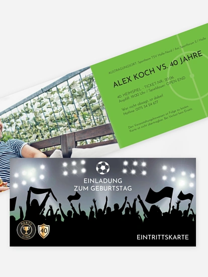 Einladung 40. Geburtstag Fußballticket