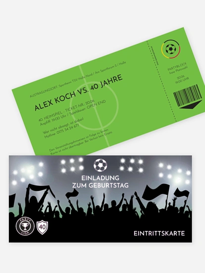 Einladung 40. Geburtstag Fußballticket