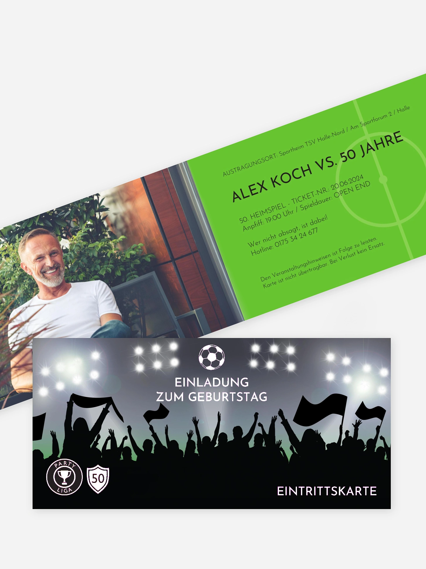 Einladung 50. Geburtstag Fußballticket