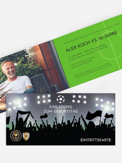 Einladung 50. Geburtstag Fußballticket