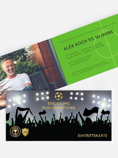 Einladung 50. Geburtstag Fußballticket