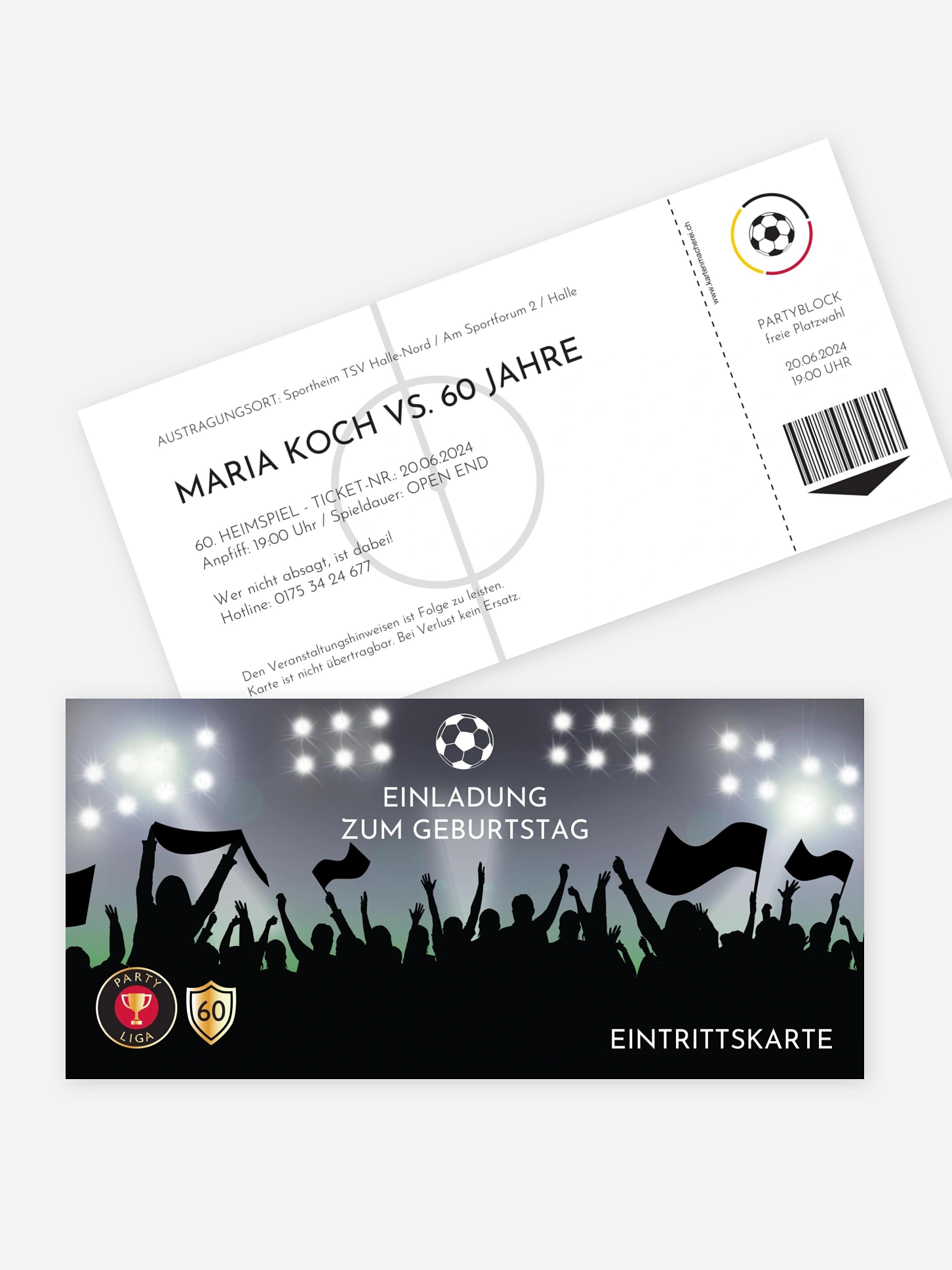 Einladung 60. Geburtstag Fußballticket