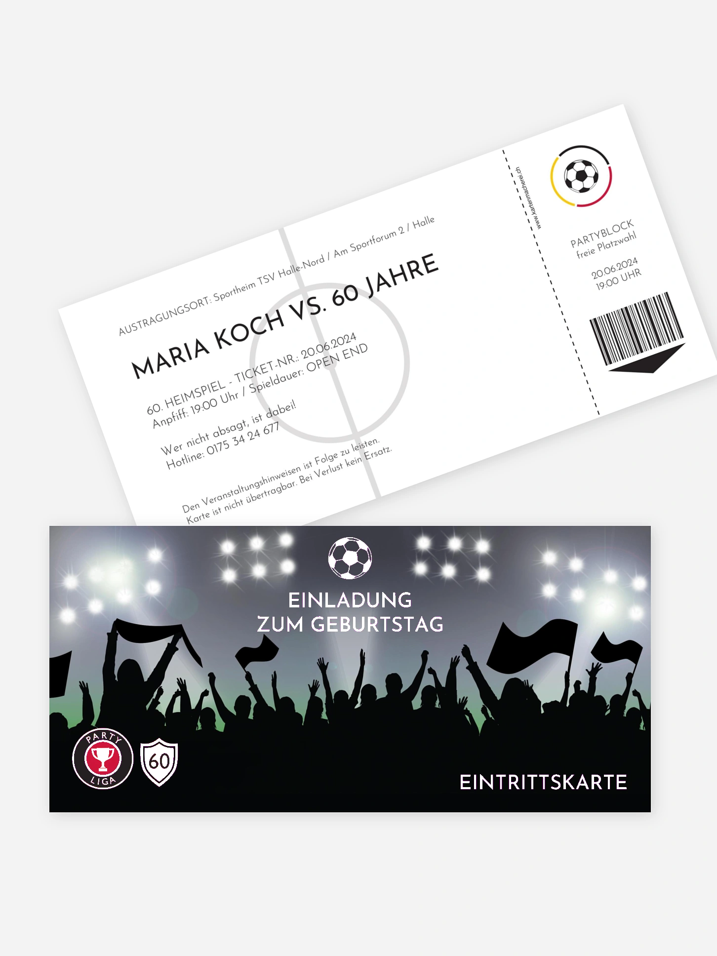 Einladung 60. Geburtstag Fußballticket