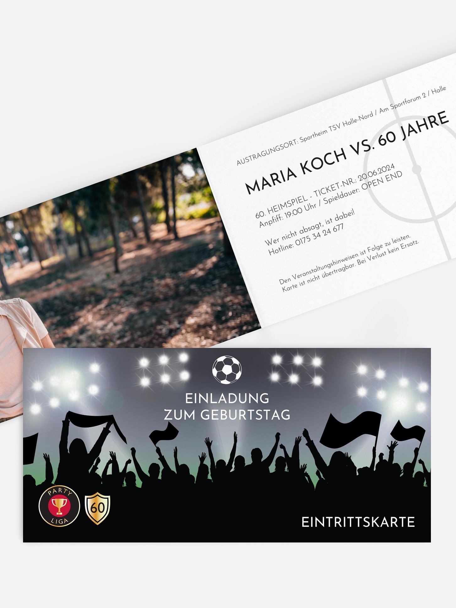 Einladung 60. Geburtstag Fußballticket