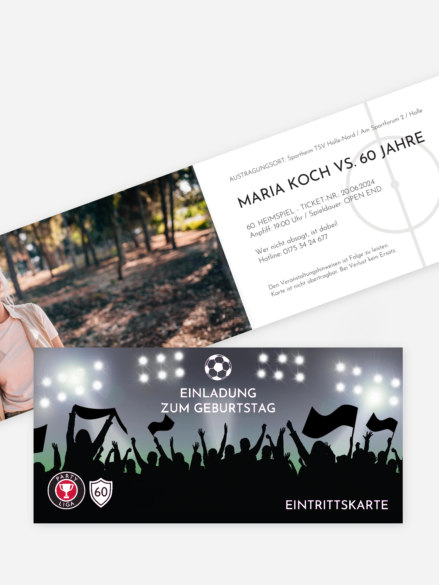 Einladung 60. Geburtstag Fußballticket