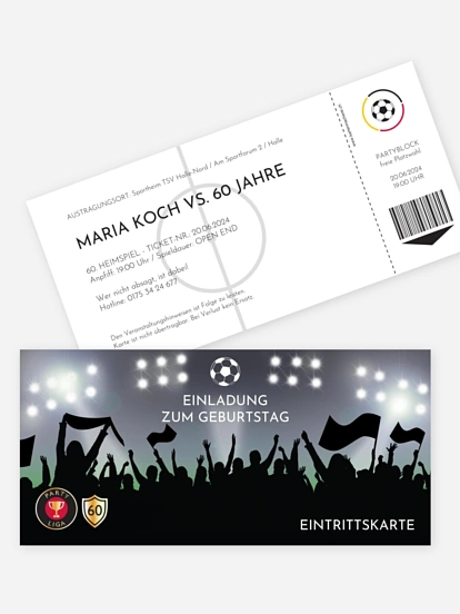 Einladung 60. Geburtstag Fußballticket