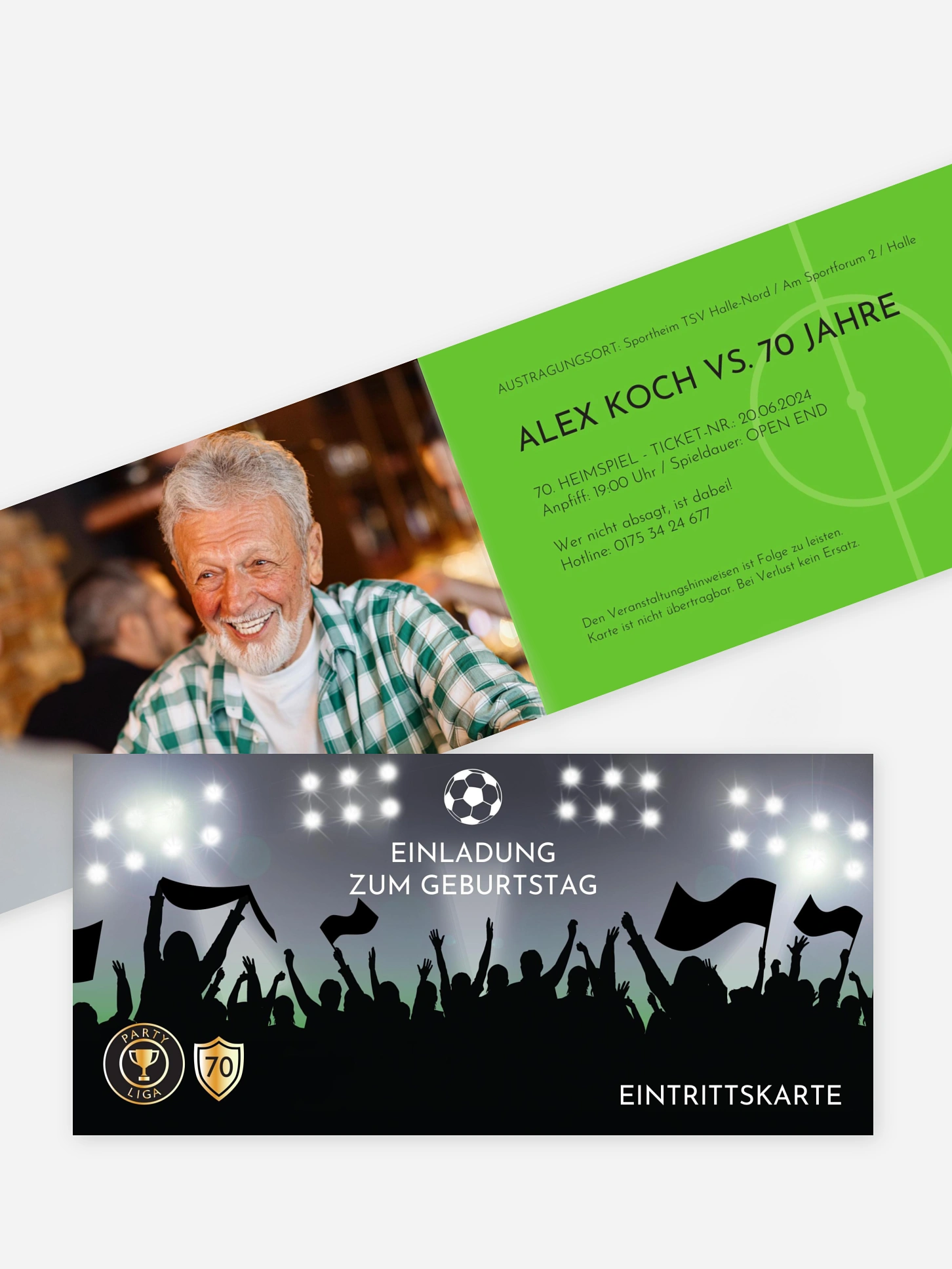 Einladung 70. Geburtstag Fußballticket