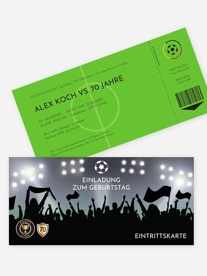 Einladung 70. Geburtstag Fußballticket