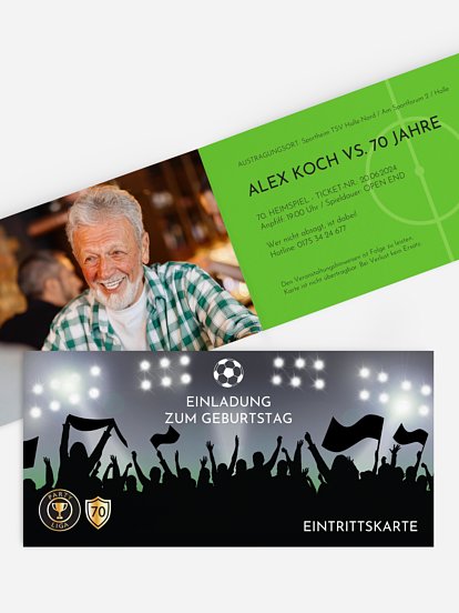 Einladung 70. Geburtstag Fußballticket