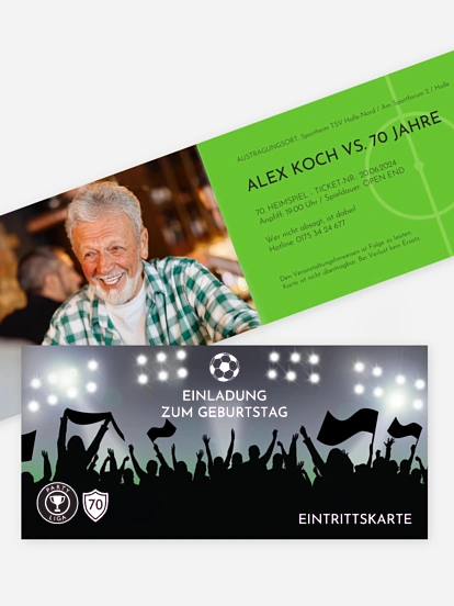 Einladung 70. Geburtstag Fußballticket