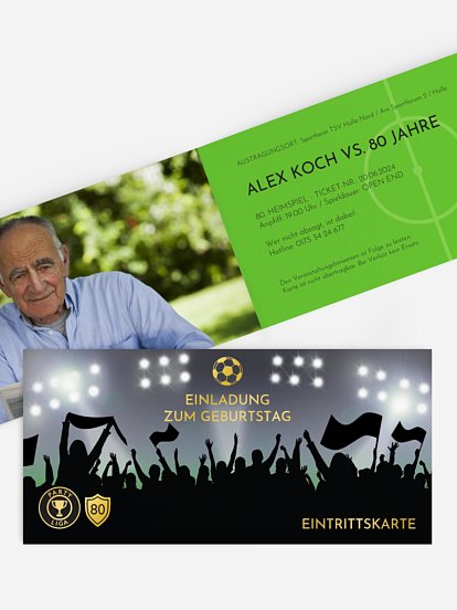 Einladung 80. Geburtstag Fußballticket