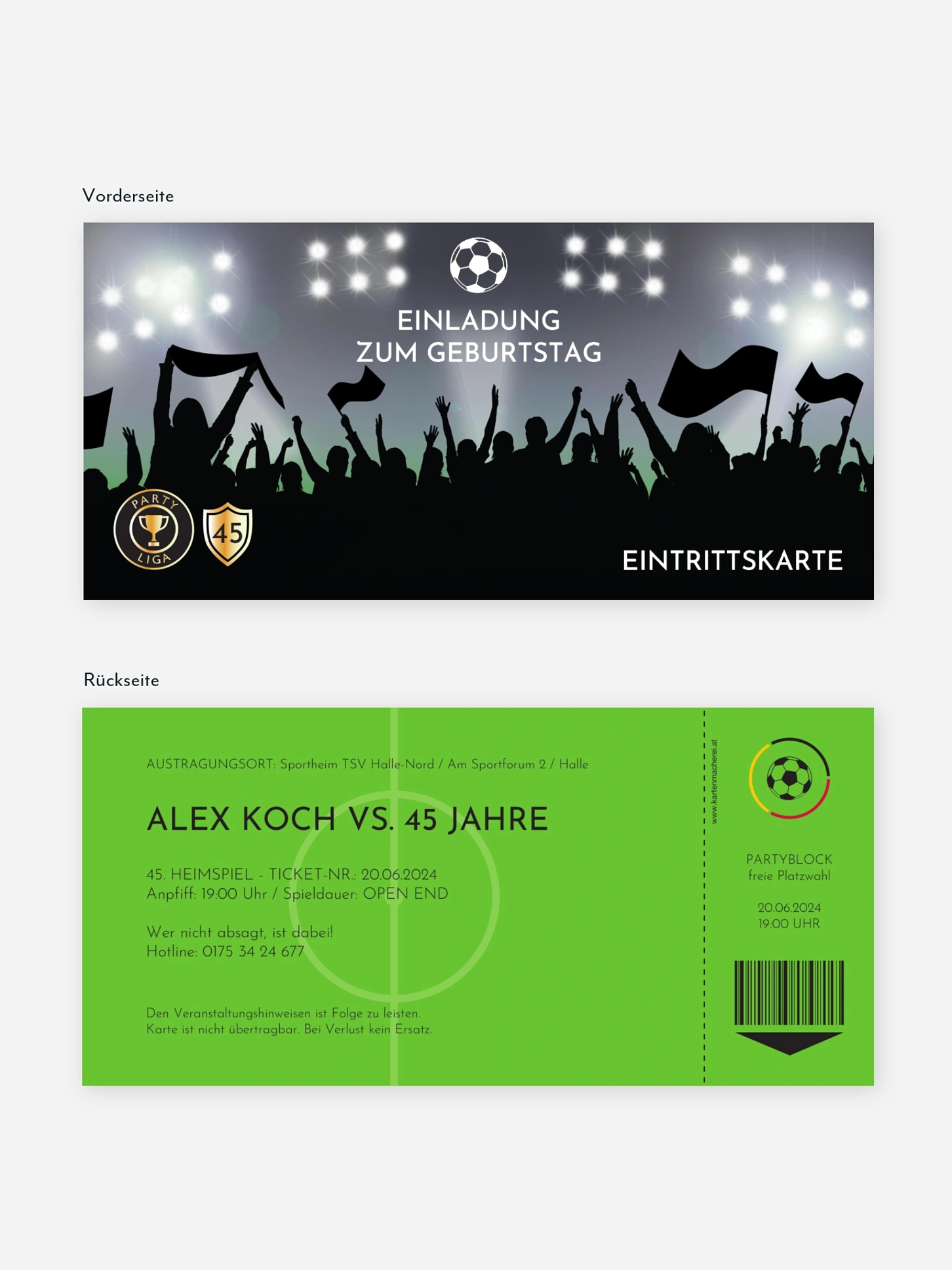 Geburtstagseinladung Fußballticket