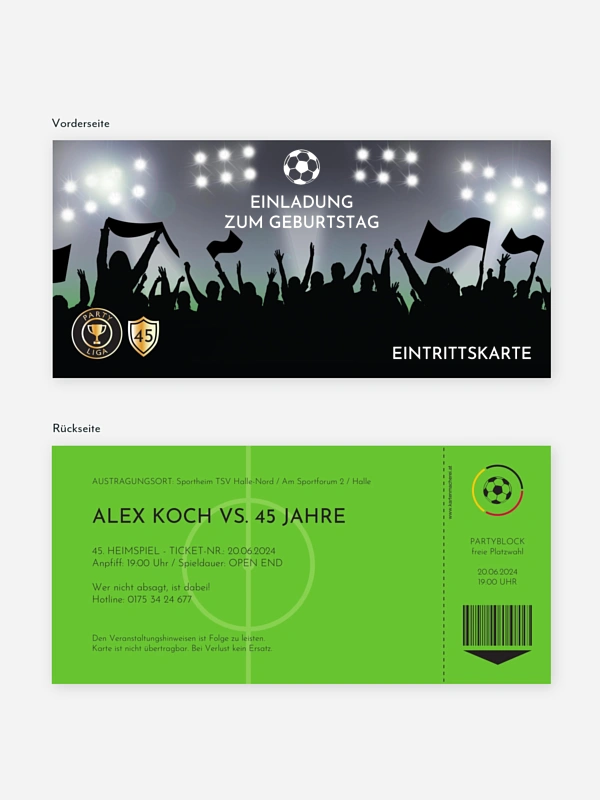 Geburtstagseinladung Fußballticket