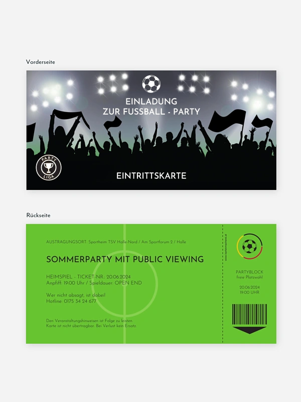 Partyeinladung Fußballticket