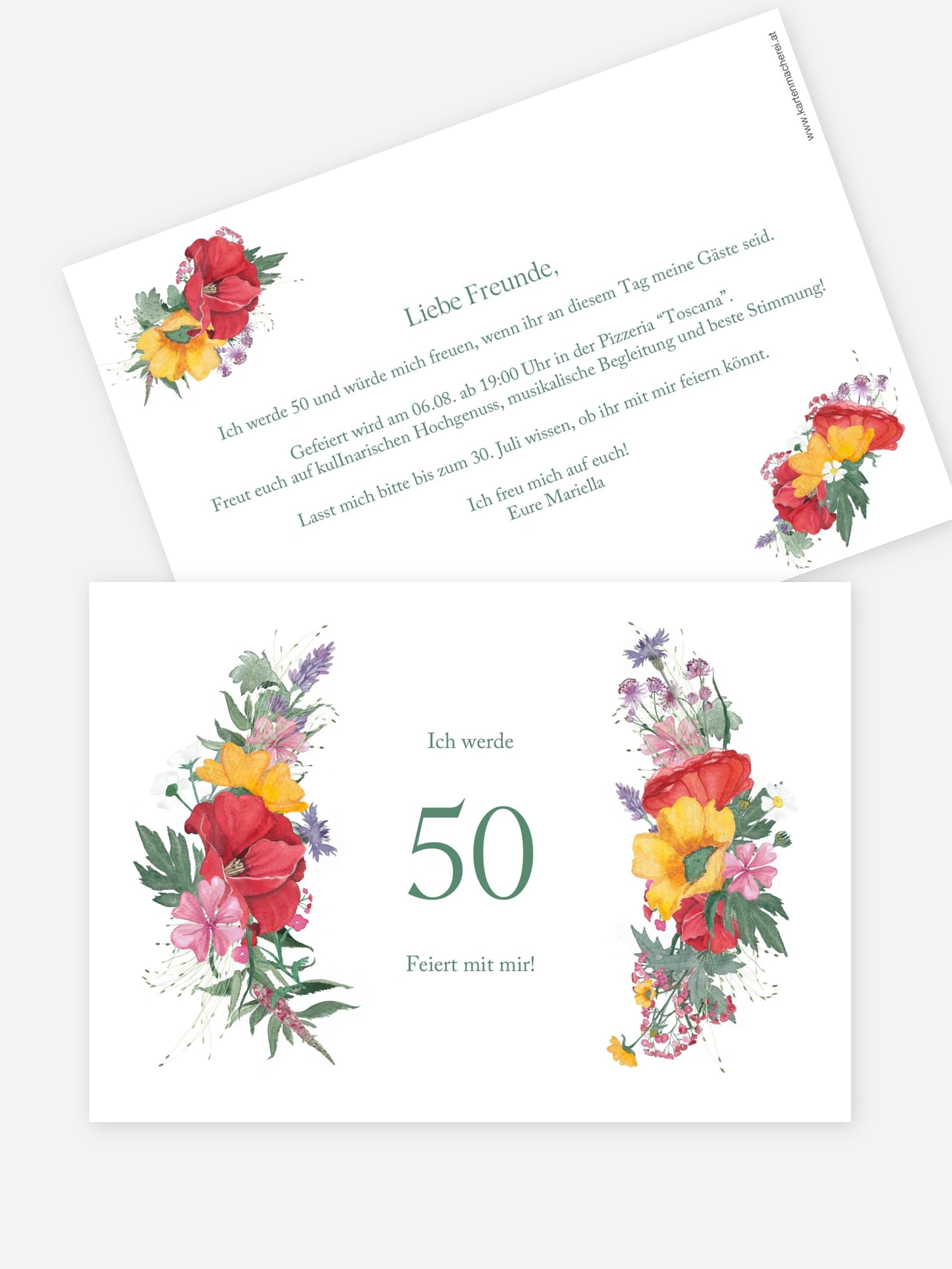 Einladung 50. Geburtstag Blütenfest