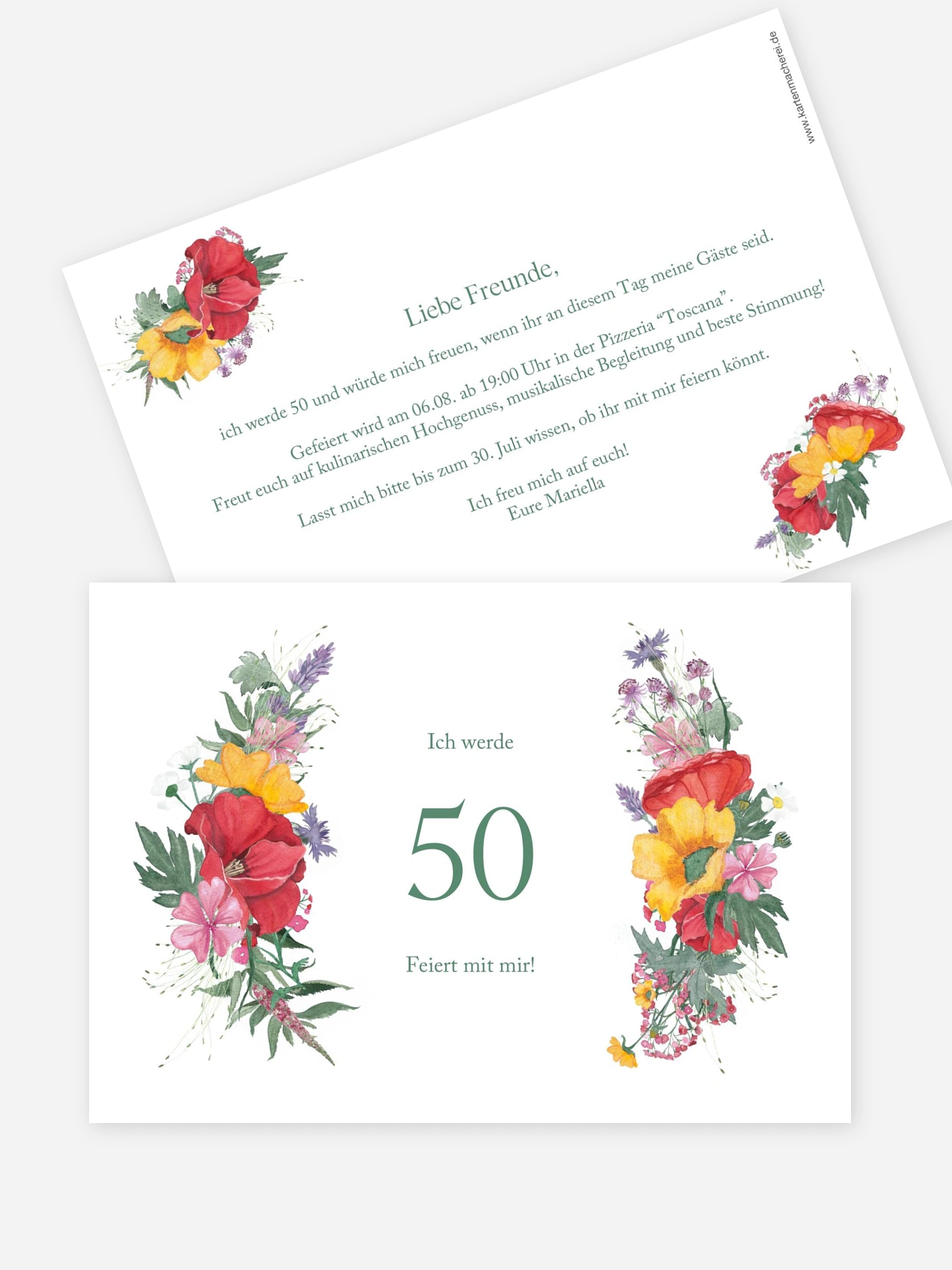 Einladung 50. Geburtstag Blütenfest