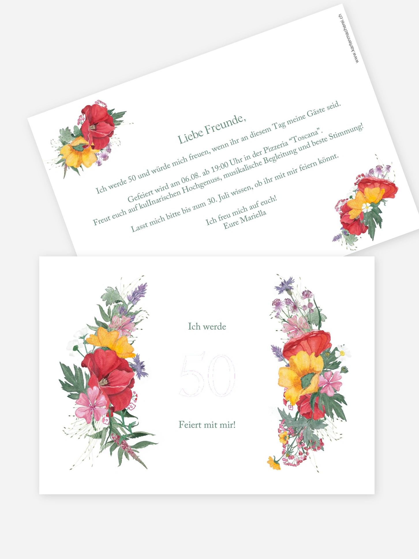 Einladung 50. Geburtstag Blütenfest
