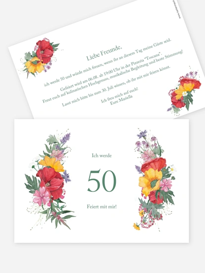 Einladung 50. Geburtstag Blütenfest