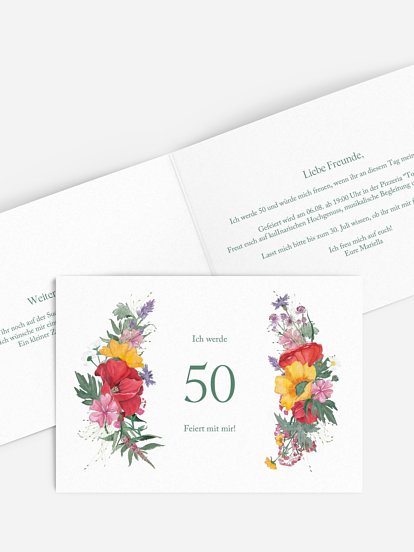 Einladung 50. Geburtstag Blütenfest