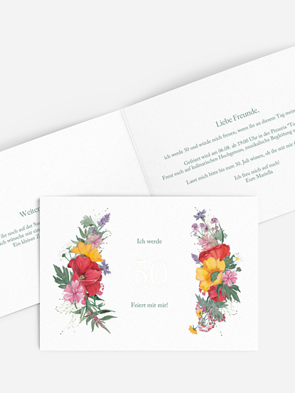 Einladung 50. Geburtstag Blütenfest