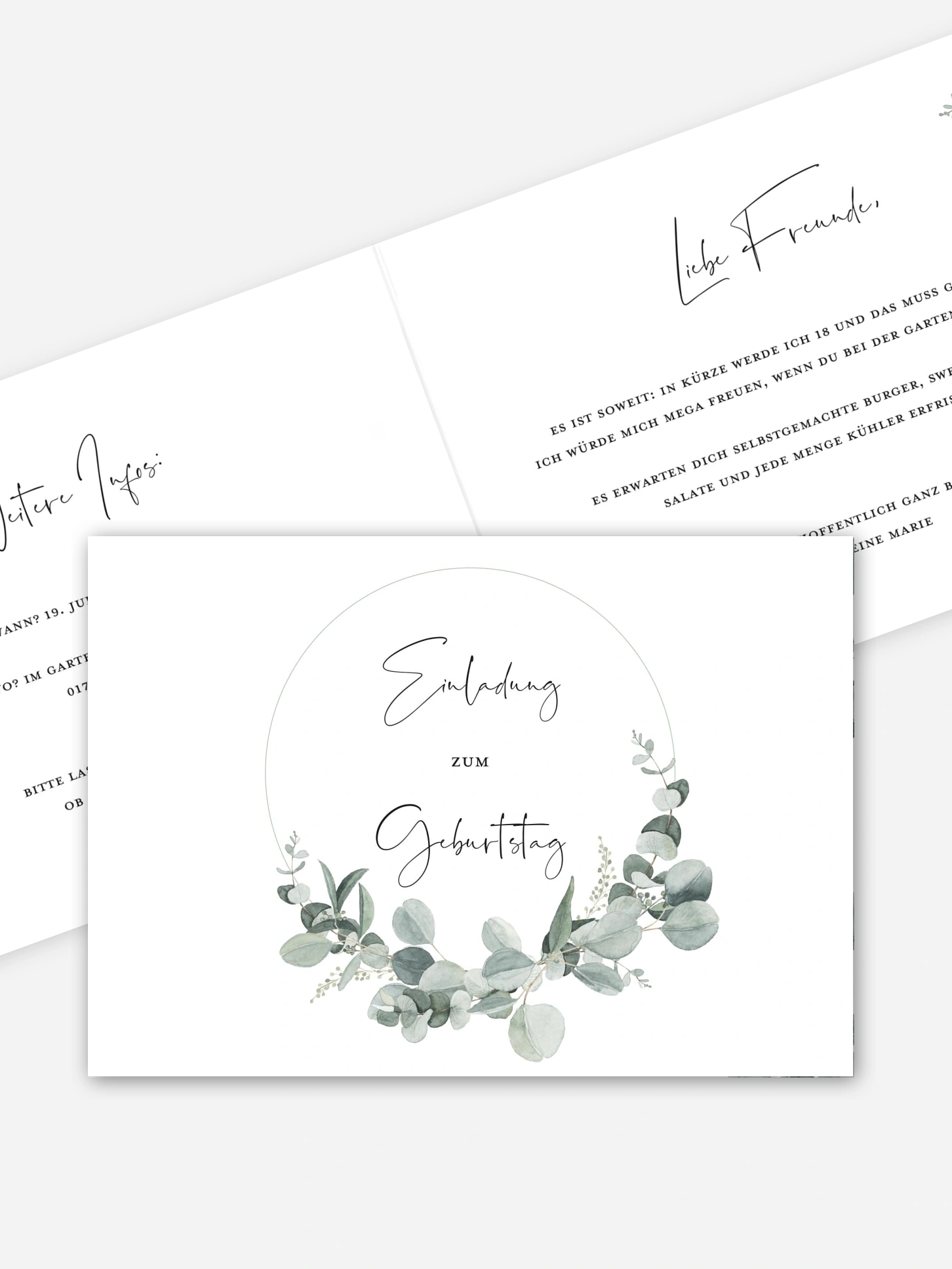 Einladung 18. Geburtstag Eucalyptus Love