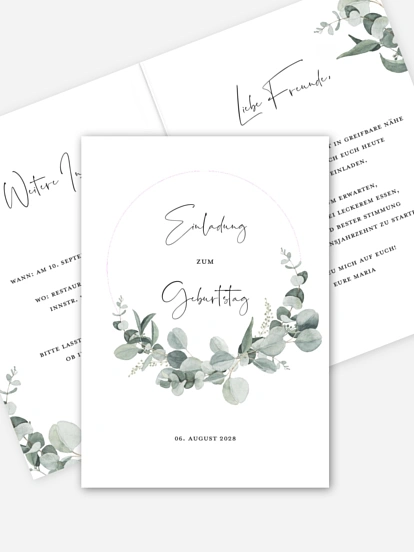 Einladung 30. Geburtstag Eucalyptus Love