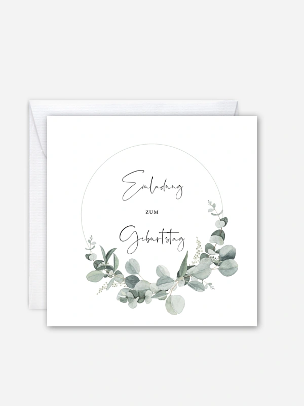 Einladung 50. Geburtstag Eucalyptus Love