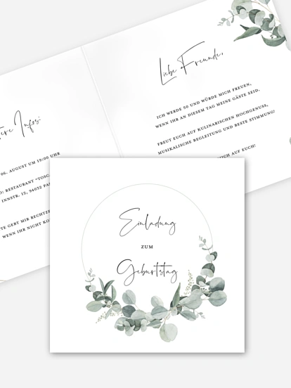 Einladung 50. Geburtstag Eucalyptus Love