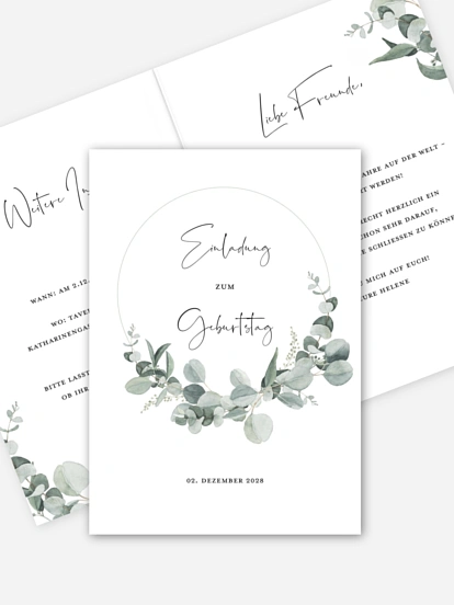 Einladung 60. Geburtstag Eucalyptus Love