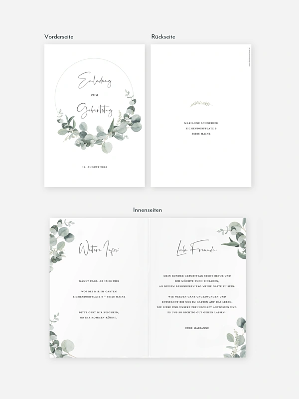 Einladung 70. Geburtstag Eucalyptus Love