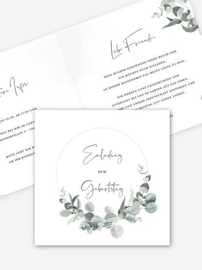 Einladung 70. Geburtstag Eucalyptus Love