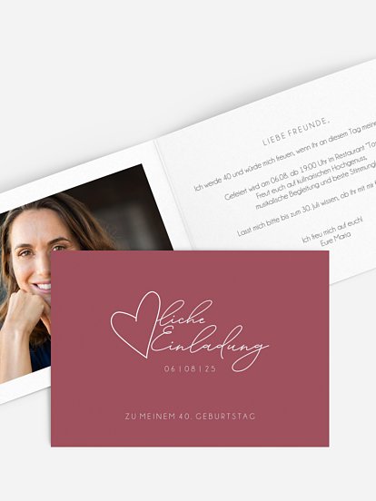 Einladung 40. Geburtstag Herzliche Einladung