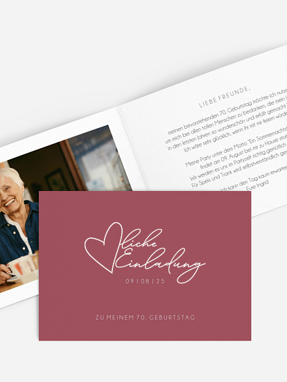 Einladung 70. Geburtstag Herzliche Einladung