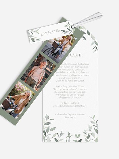 Einladung 60. Geburtstag Blätterspiel