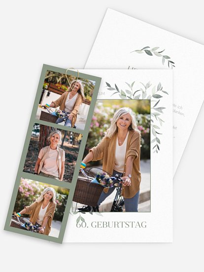 Einladung 60. Geburtstag Blätterspiel