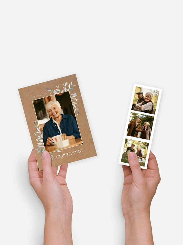 Einladung 70. Geburtstag Blätterspiel