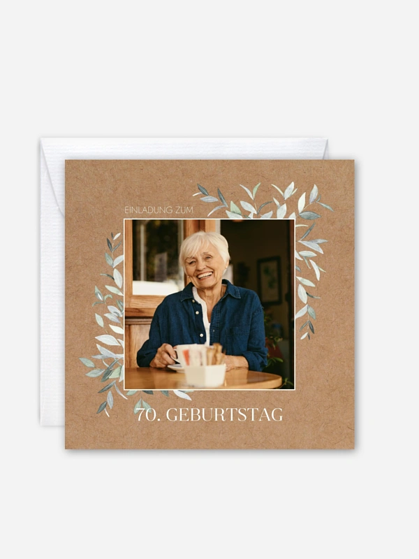 Einladung 70. Geburtstag Blätterspiel