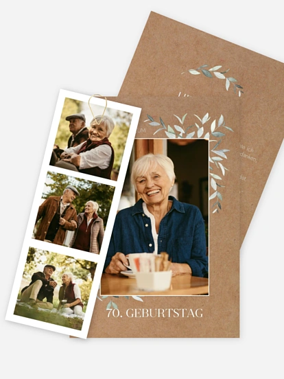 Einladung 70. Geburtstag Blätterspiel