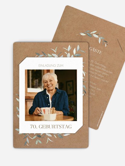 Einladung 70. Geburtstag Blätterspiel