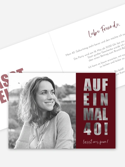 Einladung 40. Geburtstag Auf einmal