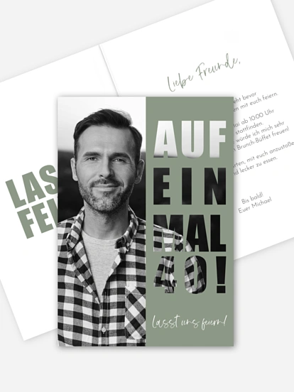 Einladung 40. Geburtstag Auf einmal
