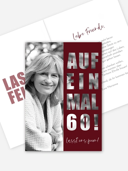 Einladung 60. Geburtstag Auf einmal