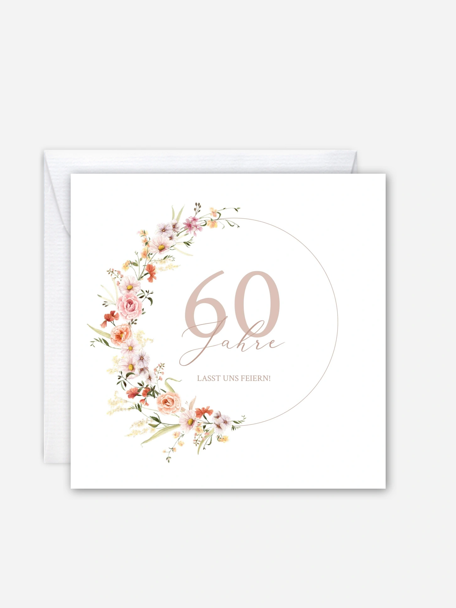 Einladung 60. Geburtstag Zarte Blumen